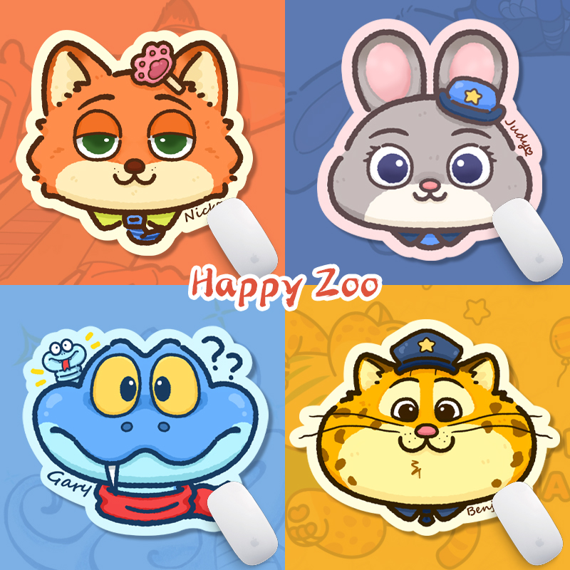 防滑鼠标垫加厚异型可爱办公电竞桌面滑鼠垫创意疯狂动物城尼克