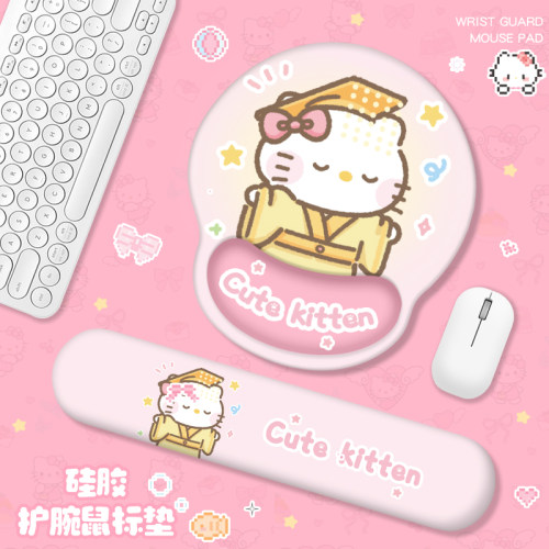 办公异型鼠标垫护腕垫长手托可爱创意防滑耐磨加厚垫皇帝小猫款