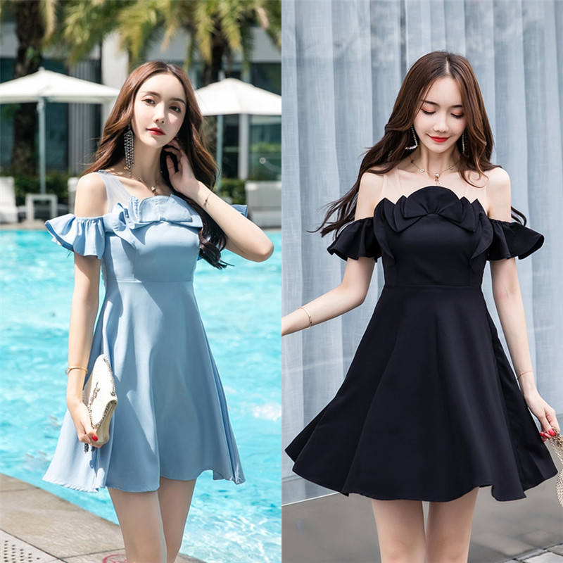 ins2019夏新款很仙的小个子性感一字肩心机漏肩冷淡风气质连衣裙在类目 女装/女士精品, 连衣裙中 - 来自Buy2taobao.com提供专业的淘宝代购服务