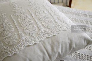 欧式 ins轻奢荷叶边蕾丝花边棉麻沙发抱枕靠垫套靠包套靠枕套 法式