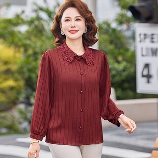 妈妈装 中老年女装 雪纺衬衫 春秋装 洋气减龄显瘦上衣 女长袖 9036新款