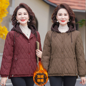 9186妈妈冬装 加绒加厚连帽棉衣外套中老年女休闲百搭棉服显瘦棉袄