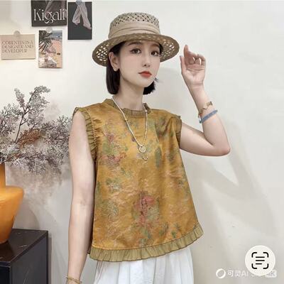 新中式无袖T恤妈妈装遮肉减龄