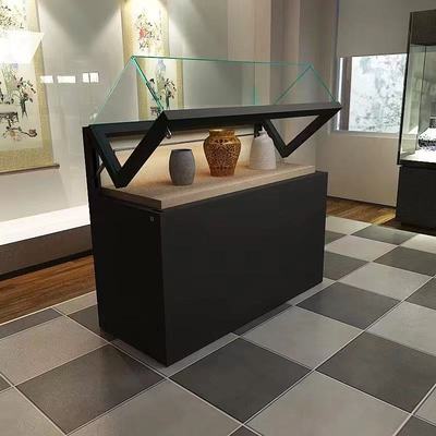 定制木金属博物馆展示柜液压防尘背柜玉石古董历史文物玻璃陈列柜