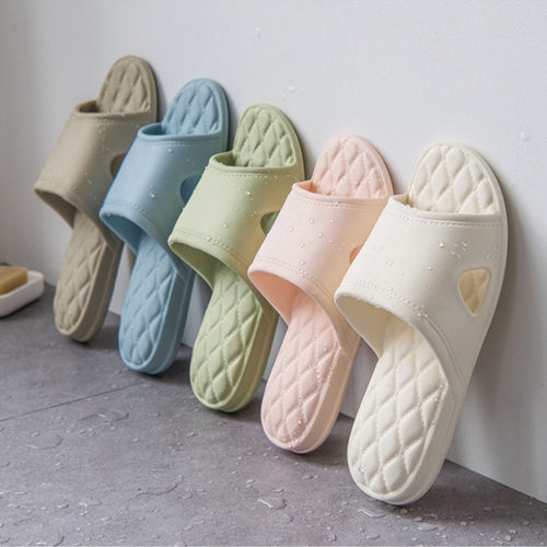 夏季简约菱格镂空情侣家居凉拖鞋