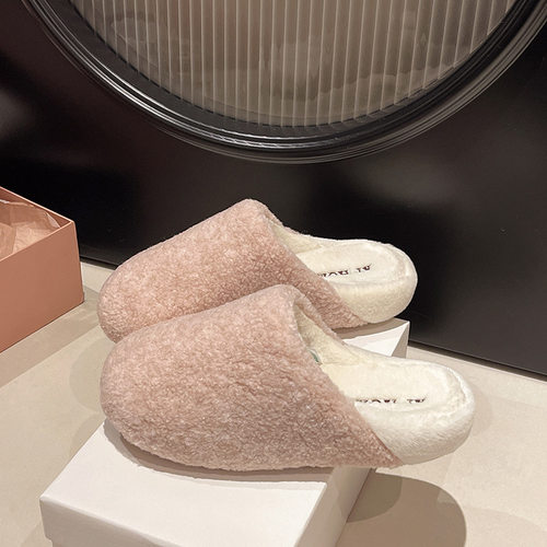 基础纯色厚底防滑情侣毛毛棉拖鞋