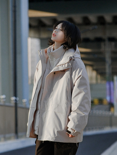 面包与好天气户外防风三合一可拆卸羽绒服男女款 加厚保暖冲锋衣潮