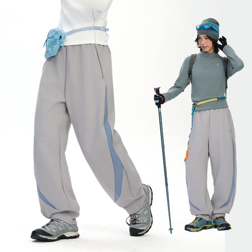 <灵动系列>秋冬撞色弯刀卫裤男女