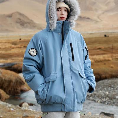 美式短款可拆卸大毛领加厚棉衣