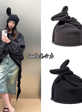 已订 OPEN YY 设计师品牌 26秋冬新款个性不对称耳朵冷帽针织帽女