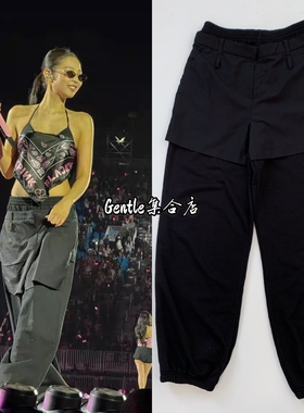 现货 LCDC 25金智妮Jennie同款韩系分层短裤假两件休闲裤长裤卫裤
