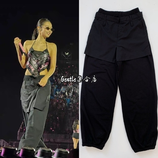 现货 LCDC 25金智妮Jennie同款韩系分层短裤假两件休闲裤长裤卫裤