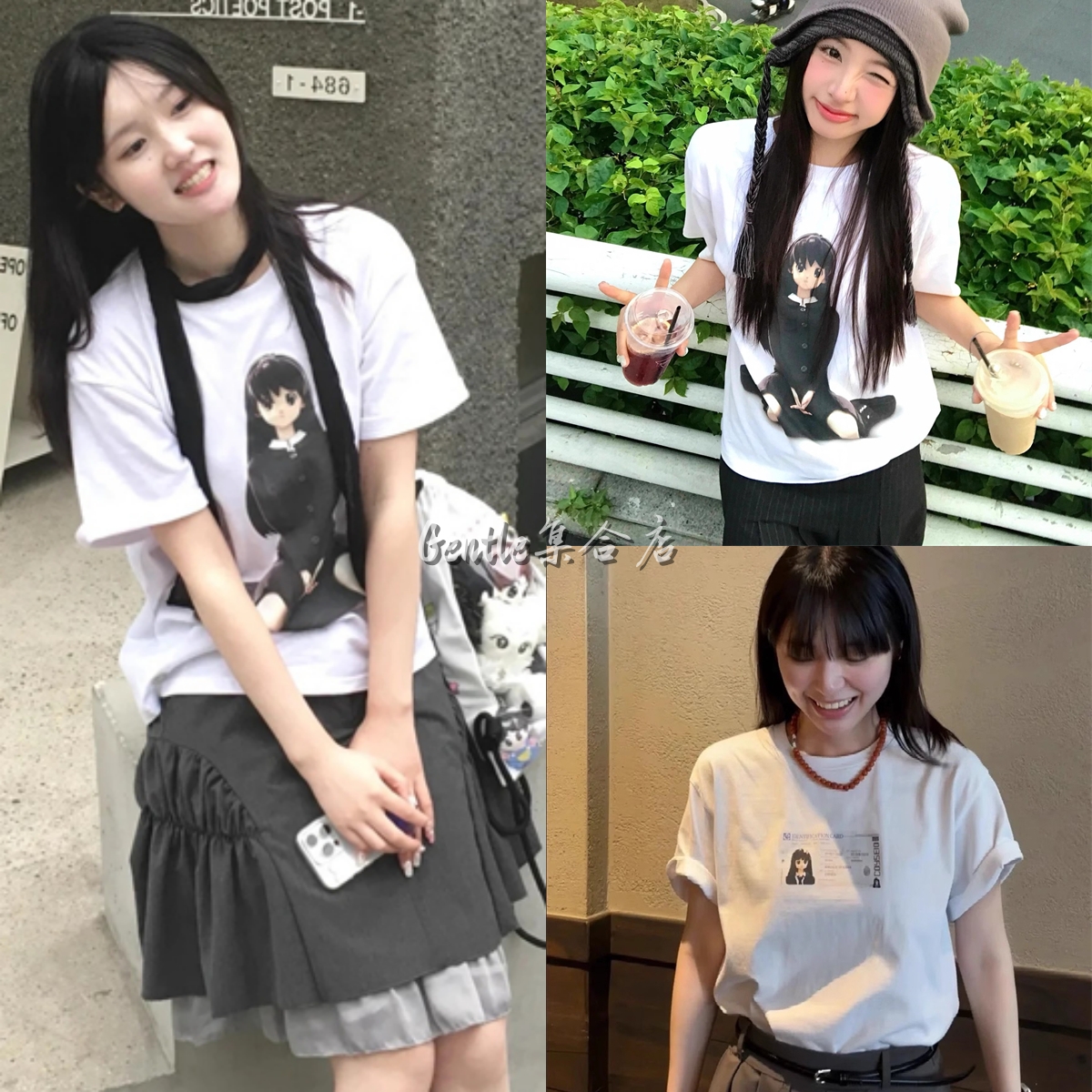 现货 coyseio 25新款 动画少女印花白色短袖T恤女休闲百搭上衣