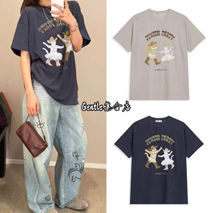 宠物俱乐部小猫派对印花宽松休闲短袖 现货 26新款 T恤 OPEN