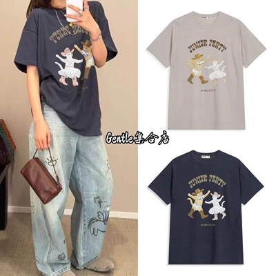 现货 OPEN YY 26新款宠物俱乐部小猫派对印花宽松休闲短袖T恤