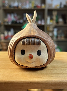 金丝檀多妹摆件可爱蒜头脸是榉木水果可爱实木摆件创意可爱送朋友
