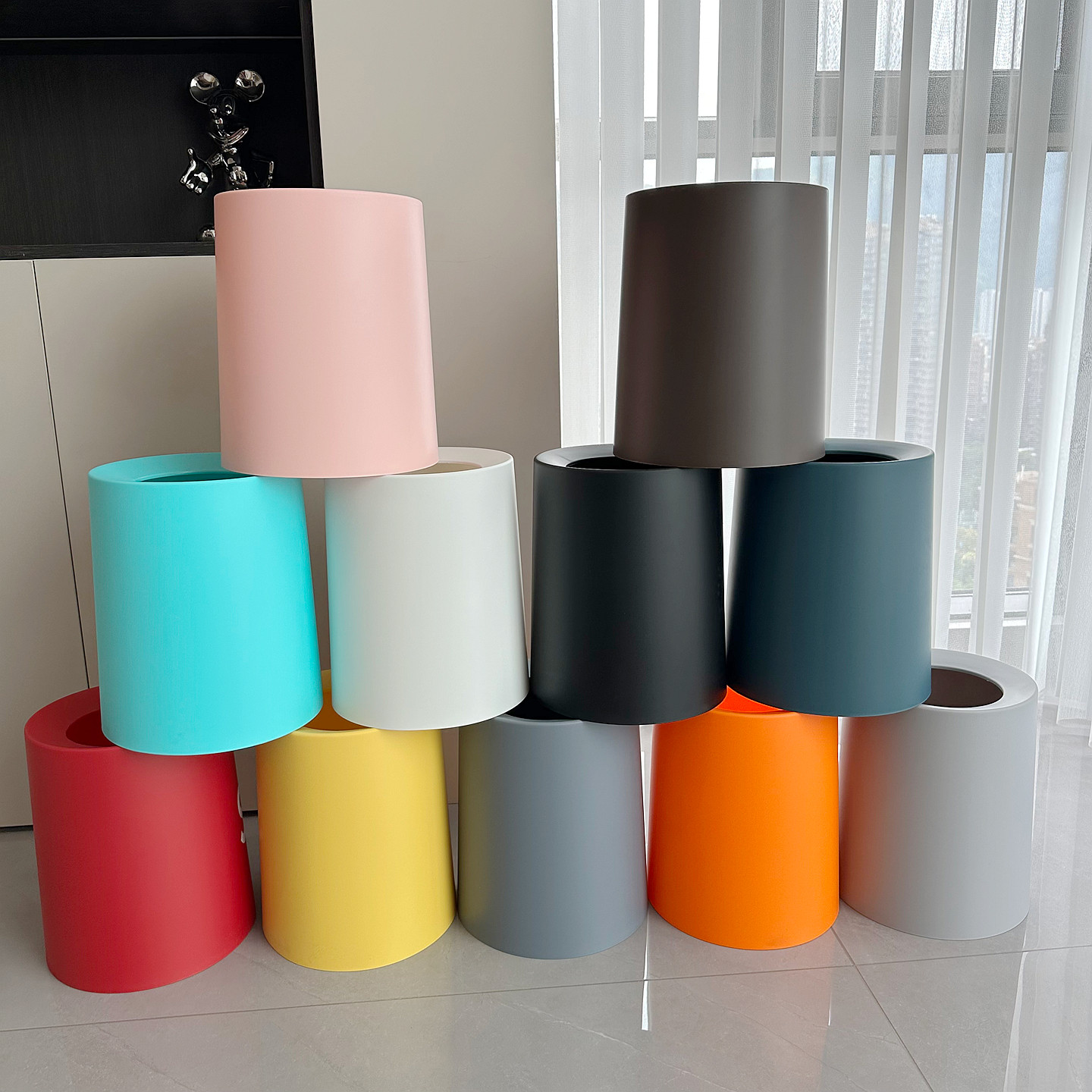 欧式北欧创意卫生间办公室卧室客厅家用无盖纸篓垃圾桶大号小号筒