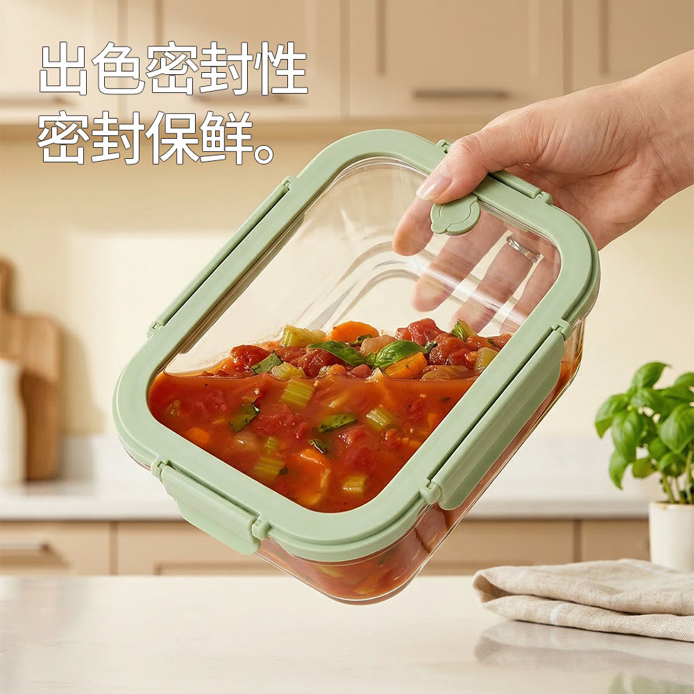 普业钢化玻璃微波炉密封保鲜盒图片