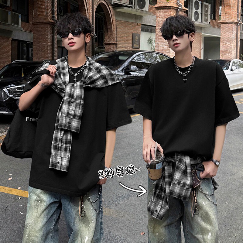 日系百搭格子披肩韩版打结围巾绑带系带小披肩T恤袖子搭肩假领子