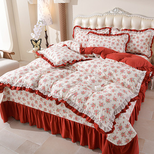 2026新款床盖三件套床罩单件荷叶边公主风床品四件套四季通用春夏