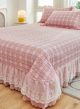 韩式床盖单件夹棉床罩床裙款绗缝双人床单三件套2025新款四季通用