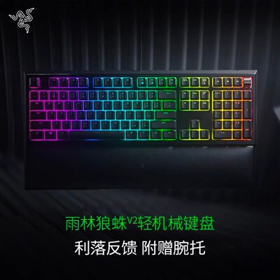 Razer/雷蛇 雨林V2薄膜键盘幻彩RGB灯光机械手感电竞游戏键盘