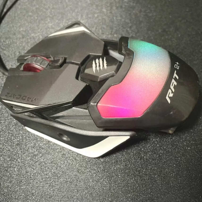 赛钛客MAD美加狮CATZ RAT2+幻彩RGB宏编程游戏电竞有线对称鼠标
