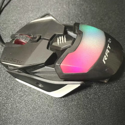 赛钛客MAD美加狮CATZ RAT2+幻彩RGB宏编程游戏电竞有线对称鼠标