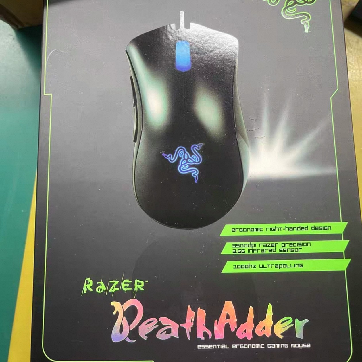 雷蛇Razer炼狱蝰蛇3500DPI有线蓝光版幻彩游戏电竞人体工学鼠标