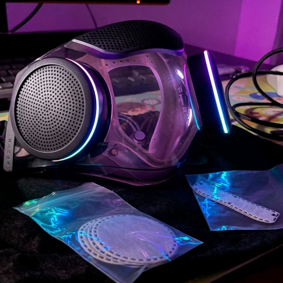 Razer雷蛇风行RGB空气净化面罩防灰尘电动散热过滤器直播口罩周边