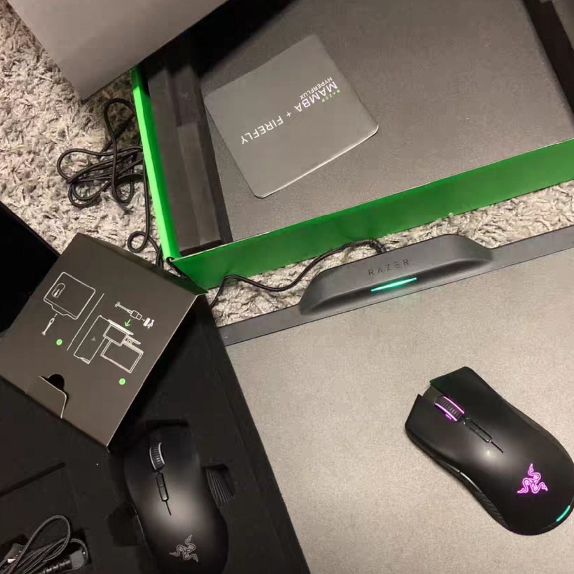 Razer雷蛇超级曼巴眼镜蛇游戏专用烈焰神虫硬质鼠标垫套装滑鼠标