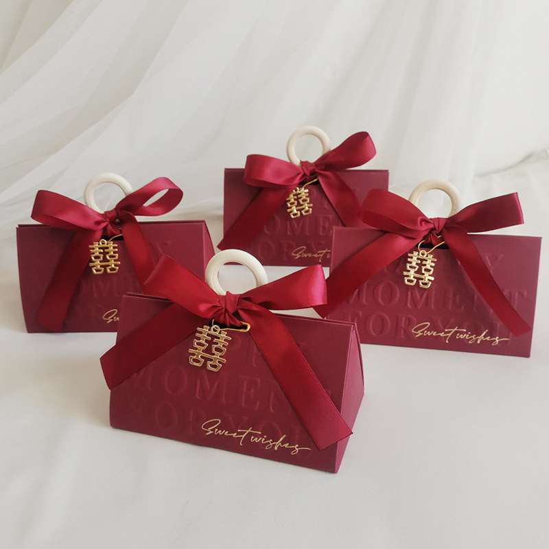 结婚喜糖盒高级感婚礼糖果盒糖盒回礼礼盒手提订婚喜糖袋包装盒空