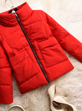 高端精工衍缝系列  时尚博主推荐款  红色2023年新款羽绒服