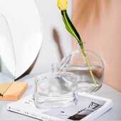 法式 饰摆件网红 复古你小口径玻璃花瓶ins风透明水培插花桌面装