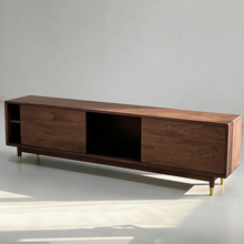 北美黑胡桃木电视柜全实木简约小户型客厅落地储物柜轻奢高级定制