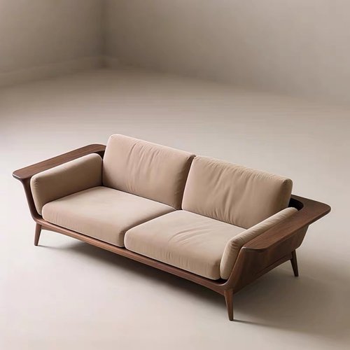 2025设计师款黑胡桃木实木沙发