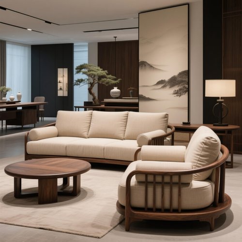 宋氏美学北美黑胡桃实木客厅沙发