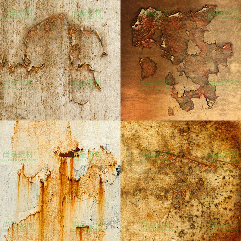 ps笔刷金属特效纹理铁艺破旧裂痕背景效果复古怀旧画笔预设工具