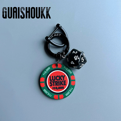 新款luckystrike好运好彩陶瓷筹码车钥匙扣 高级感美式包挂件吊坠