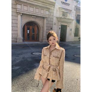 富家千金感外套女秋冬2025新款时尚高级感气质小香风编织翻领上衣