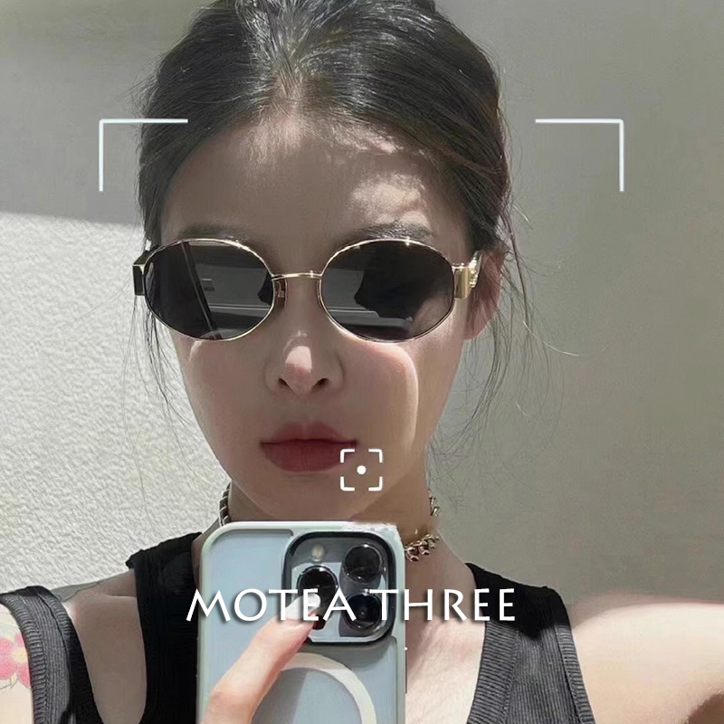 老钱风 凯旋门复古金属墨镜防紫外线Lisa同款太阳镜猫眼近视女