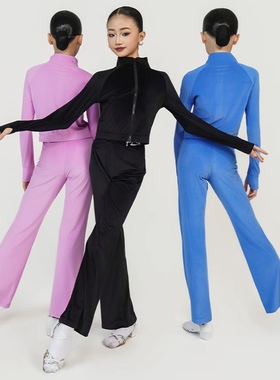 FZS DANCE舞服少儿拉丁舞秋冬超柔丝绒冬季运动服套装三色保暖