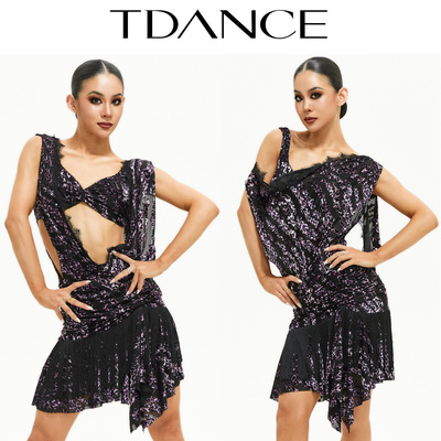 TDANCE拉丁练习服【蕾丝花边前后两穿】外搭宽松上衣集训女GL-175