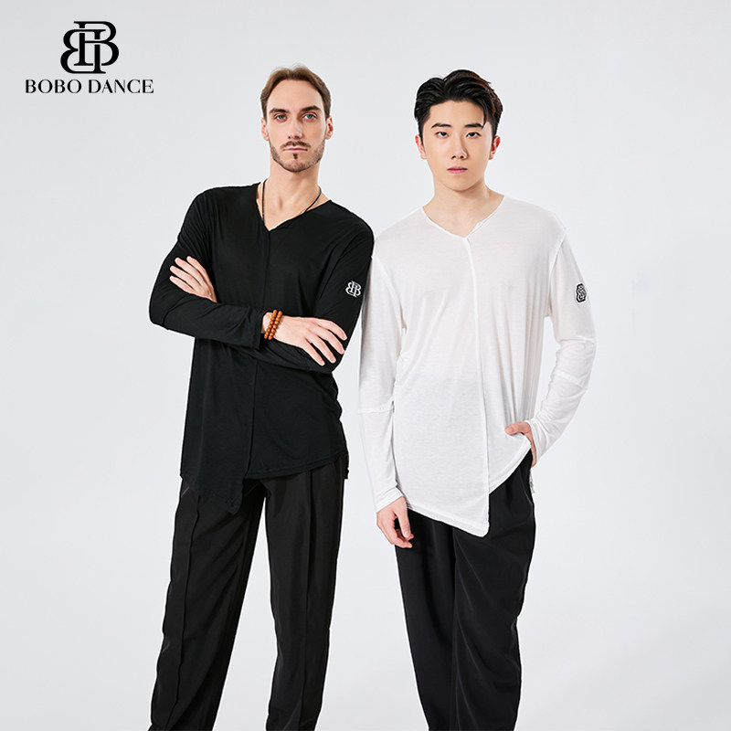 BOBO男生拉丁舞服装高端新款专业练功服男士成人宽松艺考长袖上衣