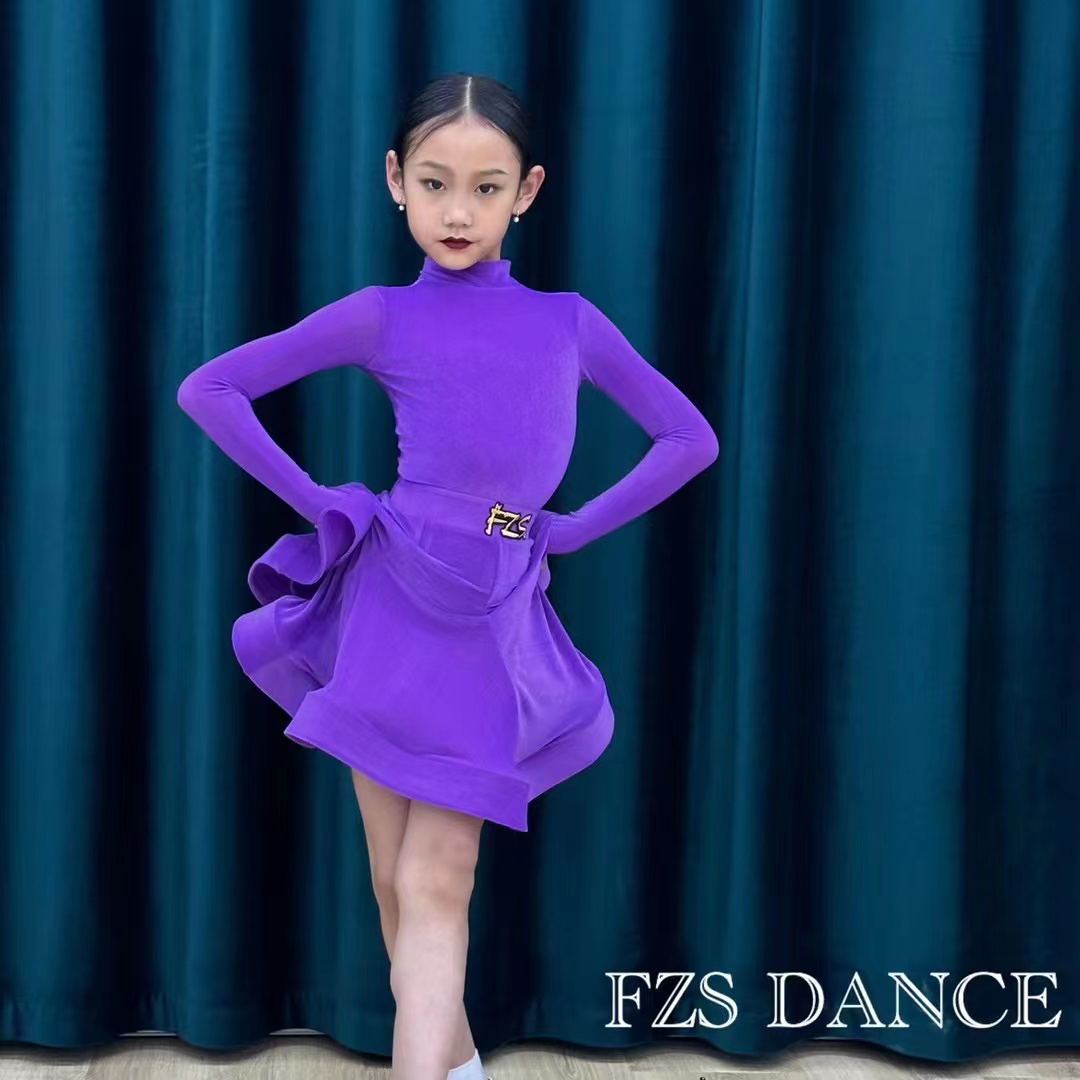 FZS舞服少儿拉丁舞比赛服秋冬新款韩国绒丝绒高级量身定做规定服