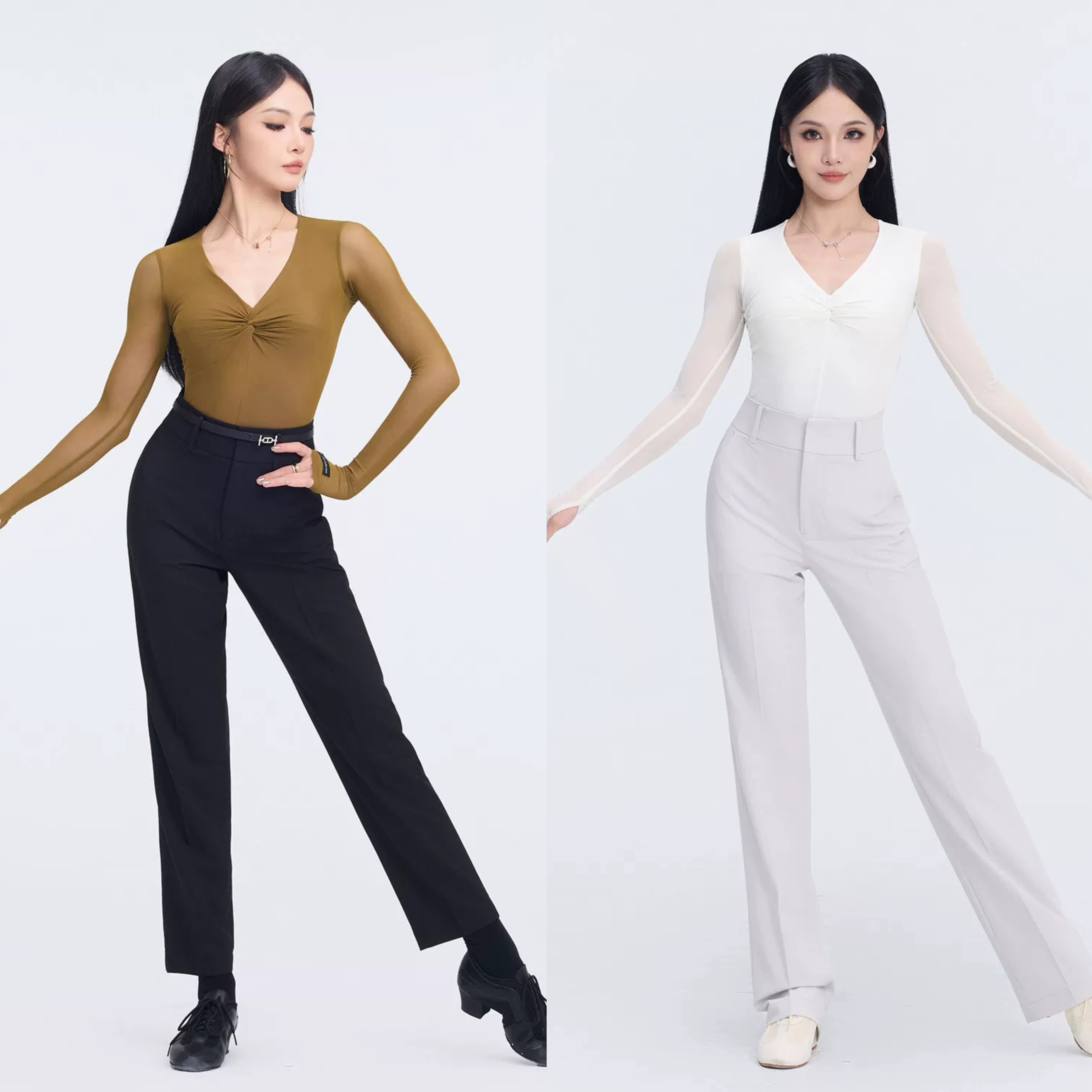 WAVE未午2026新款拉丁舞服成人舞蹈服长袖日常练功服【温雅线条】