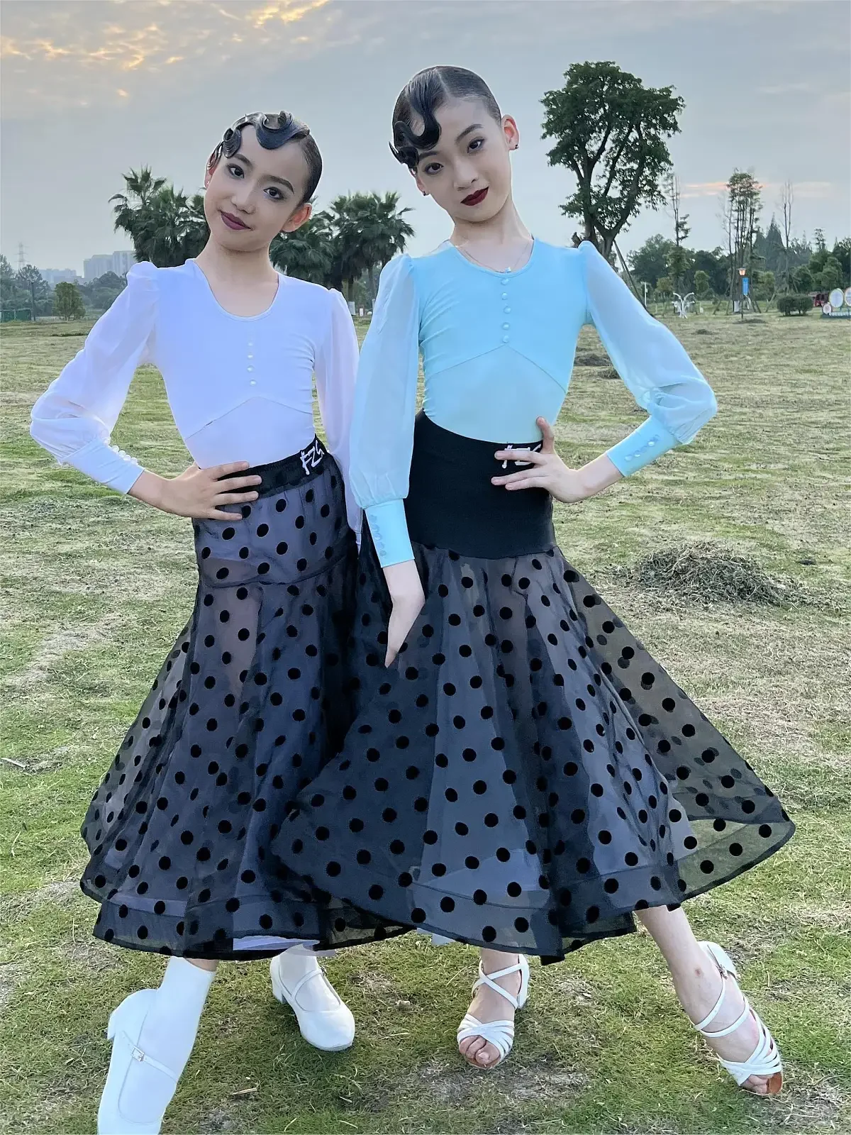 FZS舞服少儿拉丁舞摩登舞波点练习服套装华尔兹大摆鱼骨练习服
