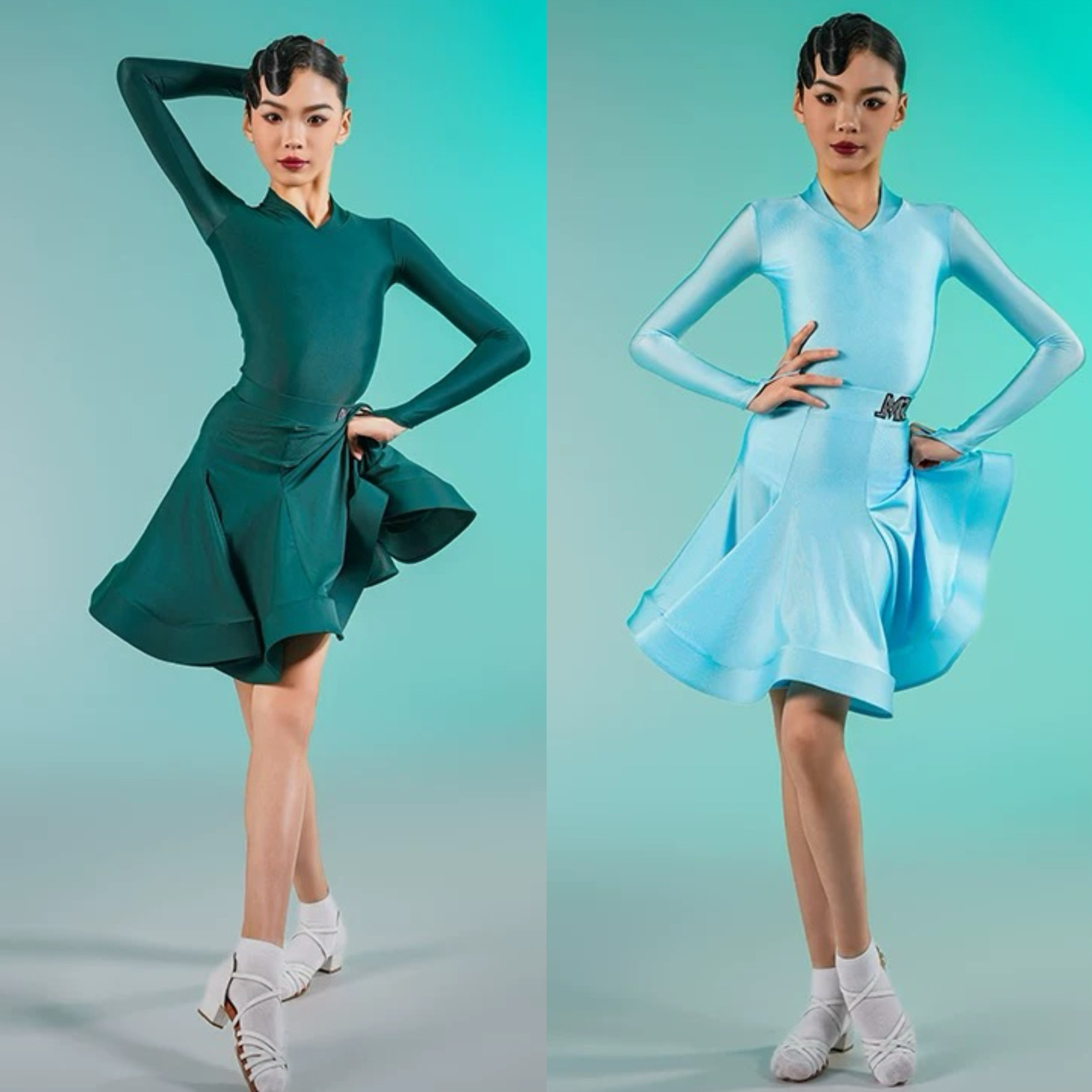 MR舞服FZS旗下小v领少儿拉丁舞服比赛服装舞蹈演出标准规定服