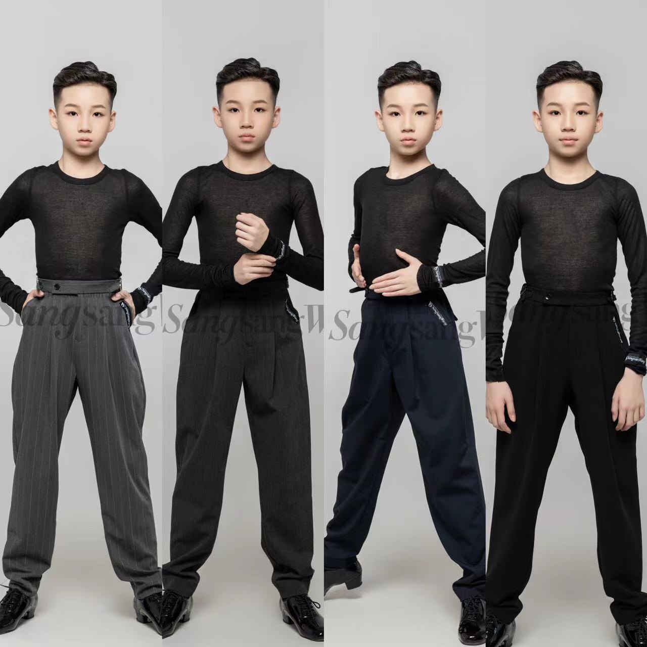 sswang少儿拉丁舞男童四色双环酷裤西装专业练习裤百搭帅气男生