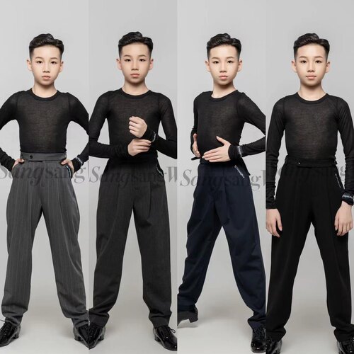 sswang少儿拉丁舞男童四色双环酷裤西装专业练习裤百搭帅气男生